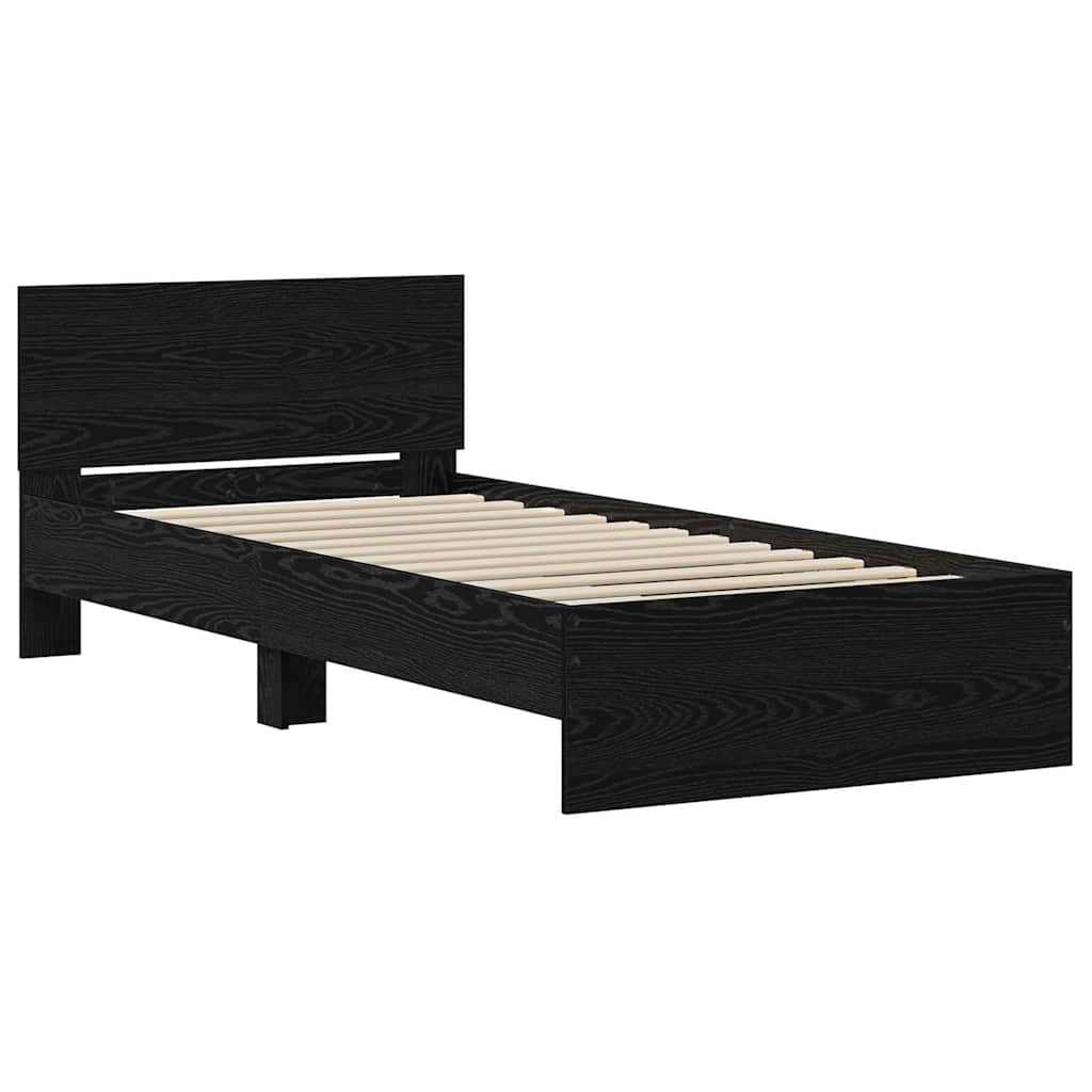 vidaXL Bed Frame with Headboard Black Oak 75 x 190 cm Engineered wood