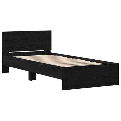 vidaXL Bed Frame with Headboard Black Oak 75 x 190 cm Engineered wood