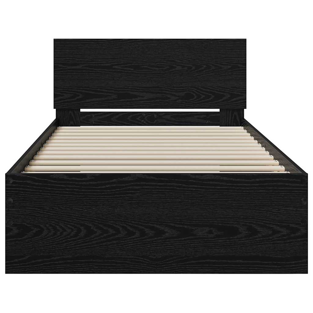vidaXL Bed Frame with Headboard Black Oak 75 x 190 cm Engineered Wood