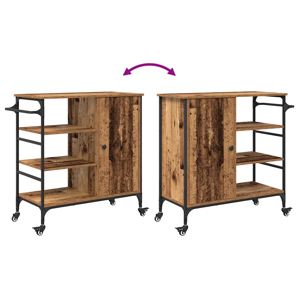 vidaXL Kitchen Trolley Old Wood 87.5 x 39 x 84.5 cm Engineered Wood