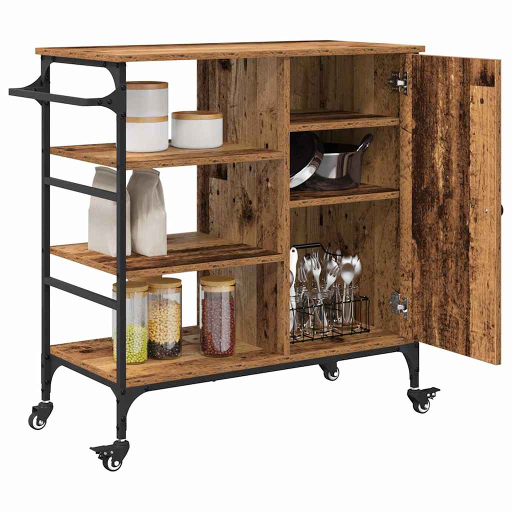 vidaXL Kitchen Trolley Old Wood 87.5 x 39 x 84.5 cm Engineered Wood