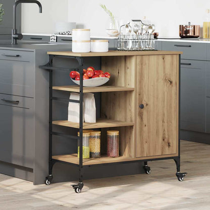 vidaXL Kitchen Trolley Artisan Oak 87.5 x 39 x 84.5 cm Engineered Wood