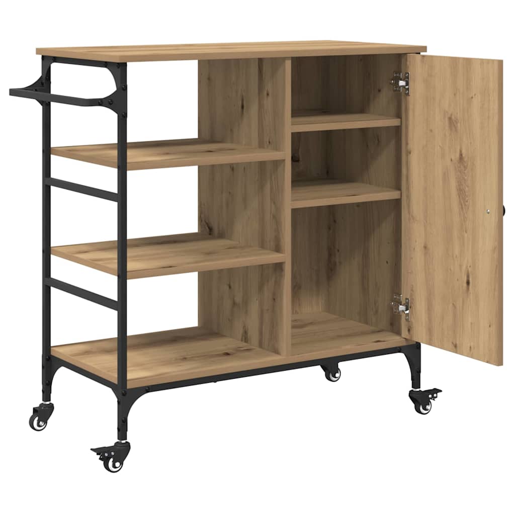 vidaXL Kitchen Trolley Artisan Oak 87.5 x 39 x 84.5 cm Engineered Wood