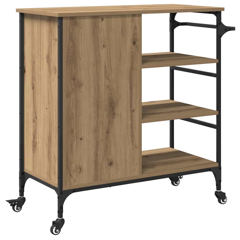 vidaXL Kitchen Trolley Artisan Oak 87.5 x 39 x 84.5 cm Engineered Wood