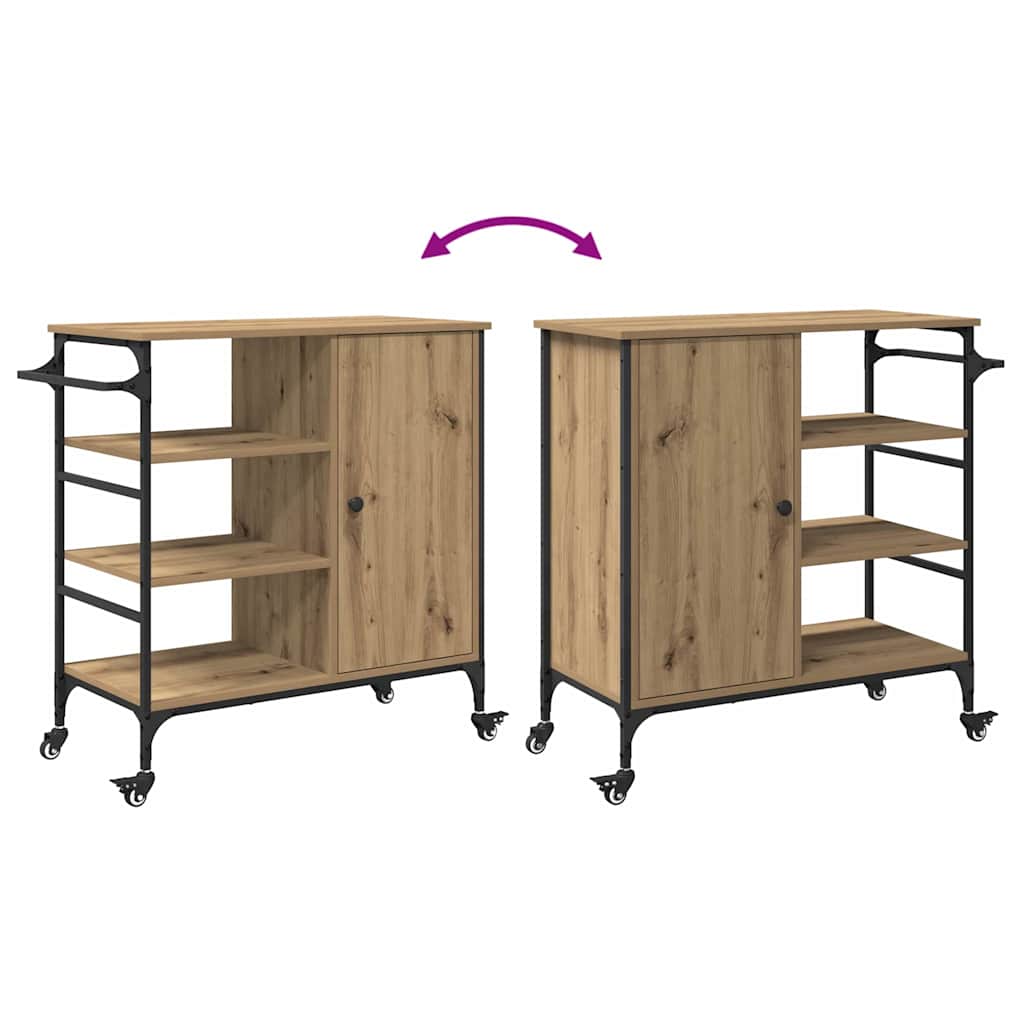 vidaXL Kitchen Trolley Artisan Oak 87.5 x 39 x 84.5 cm Engineered Wood