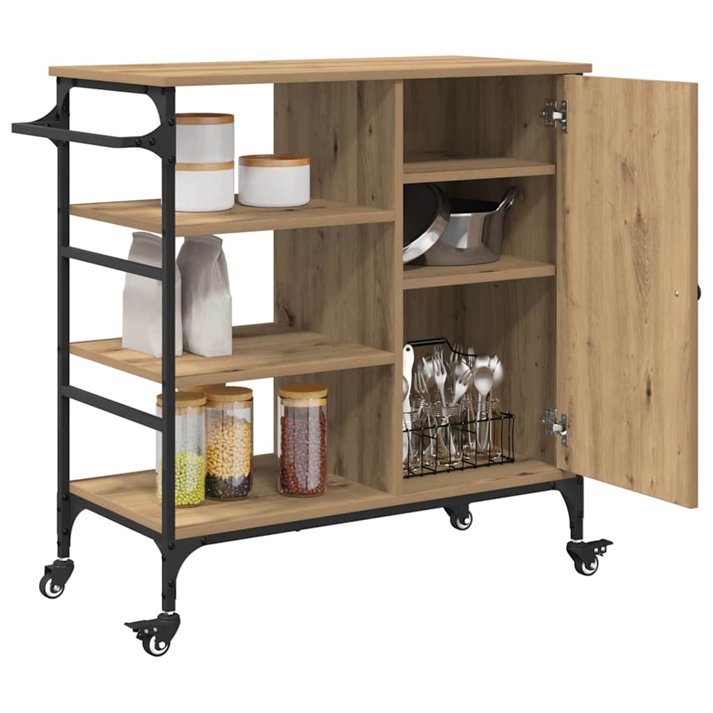 vidaXL Kitchen Trolley Artisan Oak 87.5 x 39 x 84.5 cm Engineered Wood