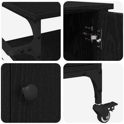 vidaXL Kitchen Trolley Black Oak 87.5 x 39 x 84.5 cm Engineered Wood