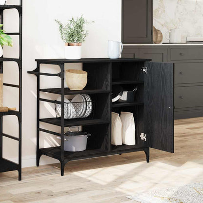 vidaXL Kitchen Trolley Black Oak 87.5 x 39 x 84.5 cm Engineered Wood