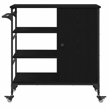 vidaXL Kitchen Trolley Black Oak 87.5 x 39 x 84.5 cm Engineered Wood