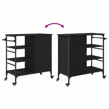 vidaXL Kitchen Trolley Black Oak 87.5 x 39 x 84.5 cm Engineered Wood