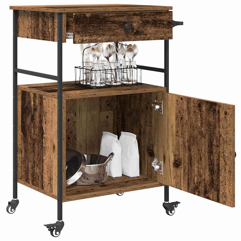 vidaXL Kitchen Trolley Old Wood 56 x 43 x 89.5 cm Engineered Wood