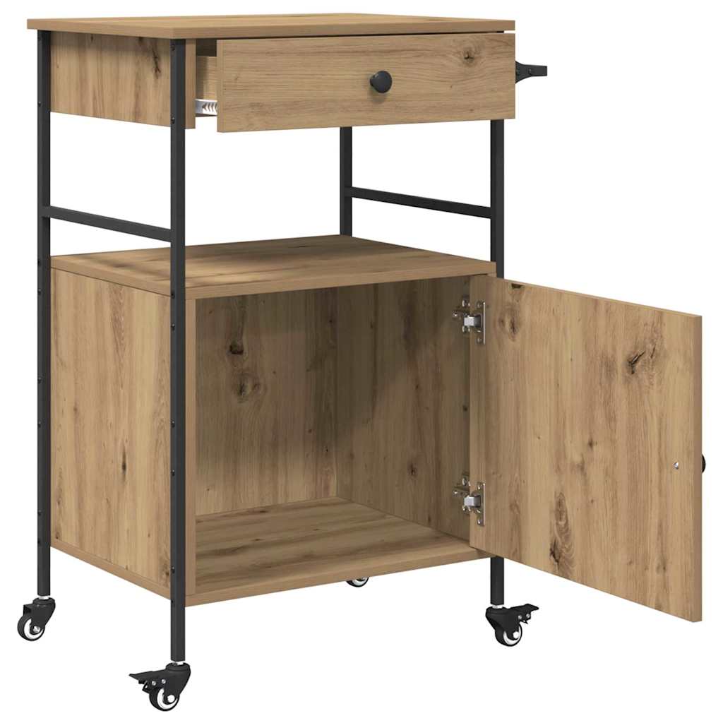 vidaXL Kitchen Trolley Artisan Oak 56 x 43 x 89.5 cm Engineered Wood