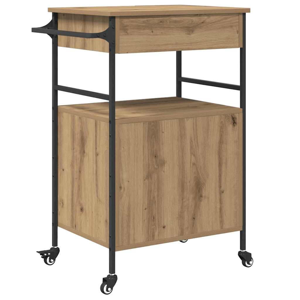 vidaXL Kitchen Trolley Artisan Oak 56 x 43 x 89.5 cm Engineered Wood
