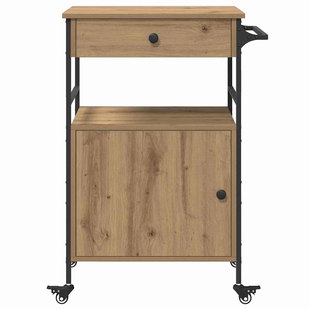 vidaXL Kitchen Trolley Artisan Oak 56 x 43 x 89.5 cm Engineered Wood
