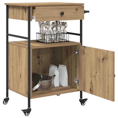 vidaXL Kitchen Trolley Artisan Oak 56 x 43 x 89.5 cm Engineered Wood