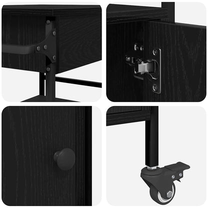 vidaXL Kitchen Trolley Black Oak 56 x 43 x 89.5 cm Engineered Wood