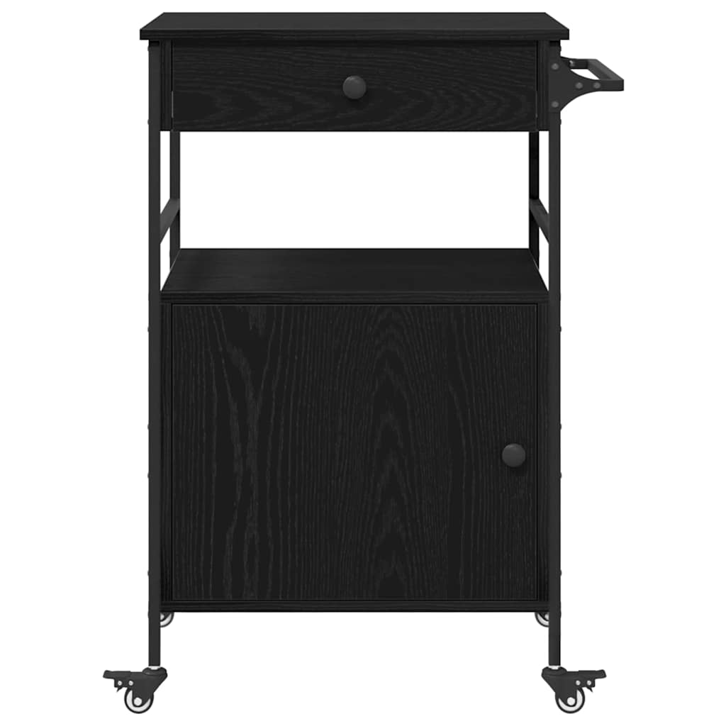 vidaXL Kitchen Trolley Black Oak 56 x 43 x 89.5 cm Engineered Wood