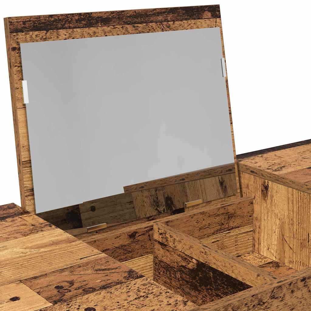 vidaXL Cosmetic Table with Drawer with Mirror Old Wood 100 x 45 x76 cm