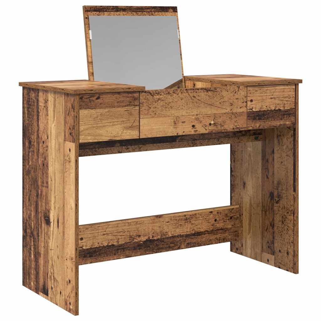 vidaXL Cosmetic Table with Drawer with Mirror Old Wood 100 x 45 x76 cm