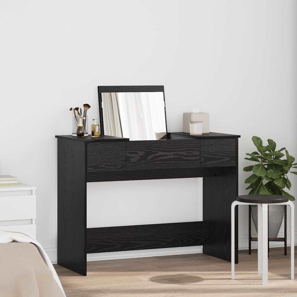 vidaXL Cosmetic Table with Drawer Black Oak 100 x 45 x76 cm