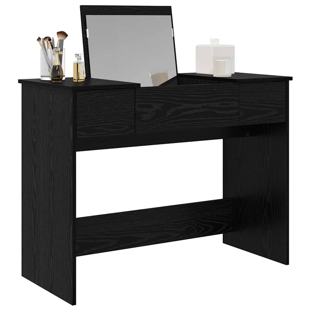 vidaXL Cosmetic Table with Drawer Black Oak 100 x 45 x76 cm