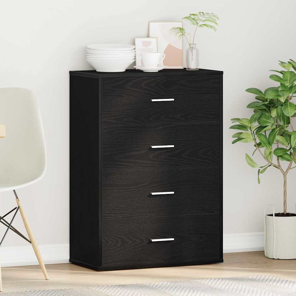 vidaXL Sideboard with Drawer Black Oak 60 x 31 x 84 cm Engineered Wood