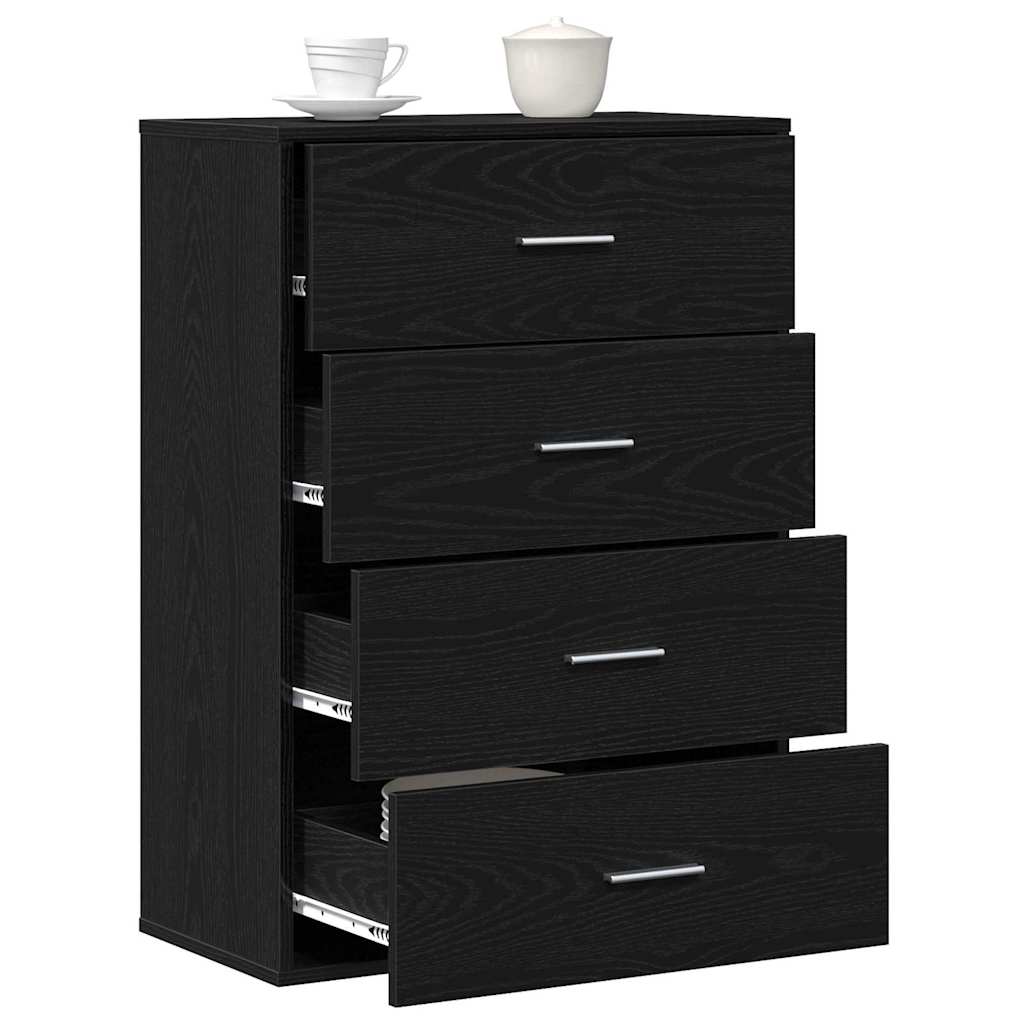 vidaXL Sideboard with Drawer Black Oak 60 x 31 x 84 cm Engineered Wood
