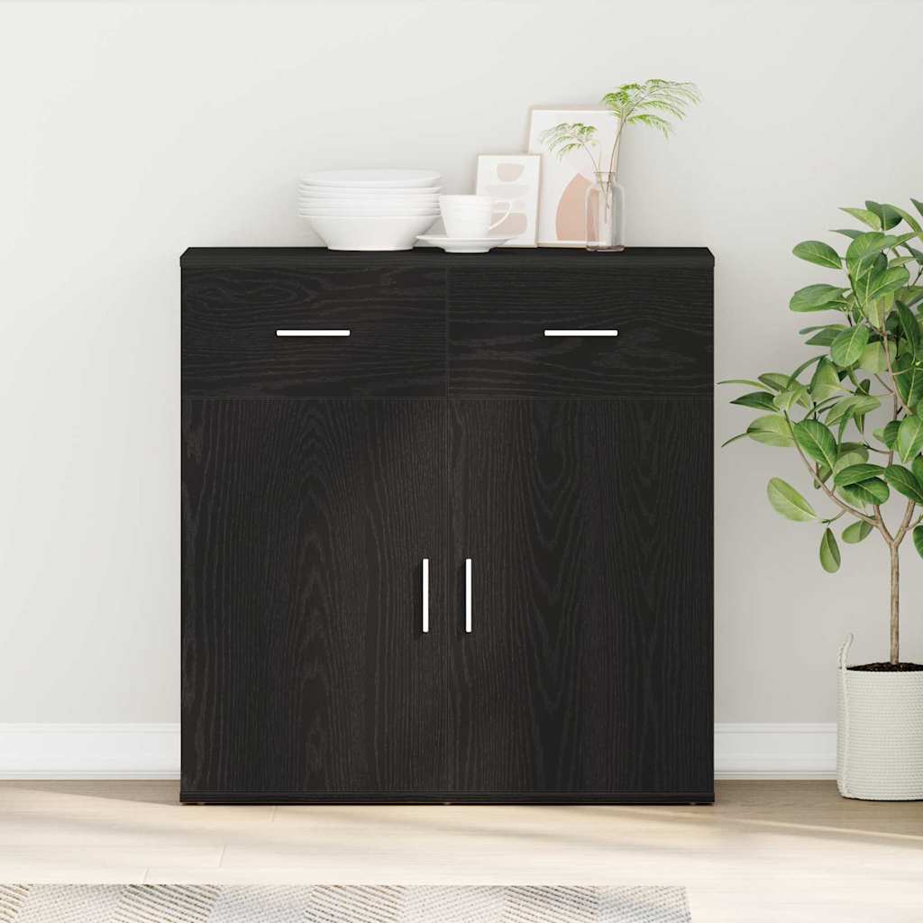 vidaXL Sideboard with Drawer Black Oak 78 x 38 x 80 cm Engineered Wood