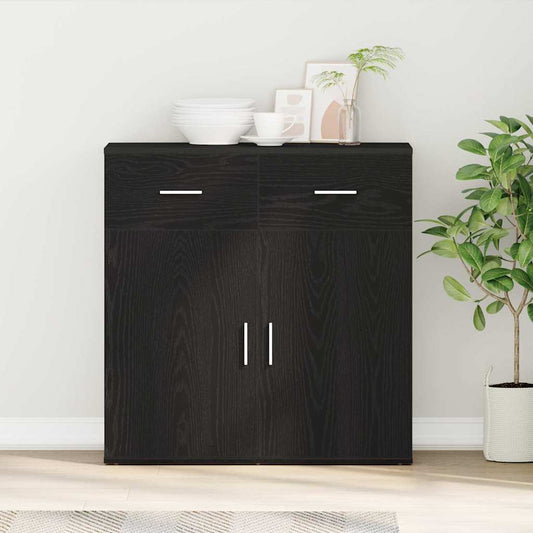 vidaXL Sideboard with Drawer Black Oak 78 x 38 x 80 cm Engineered Wood