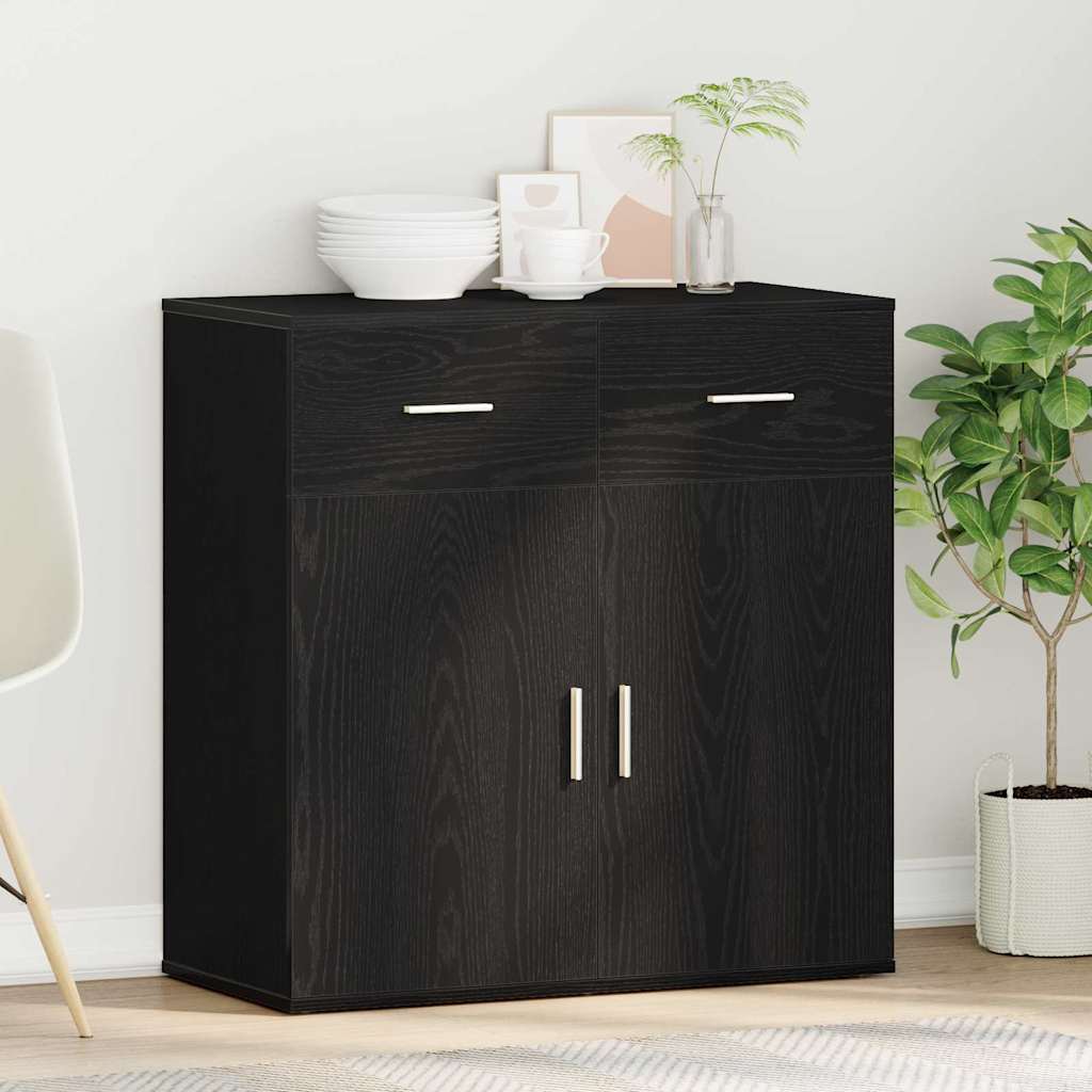 vidaXL Sideboard with Drawer Black Oak 78 x 38 x 80 cm Engineered Wood