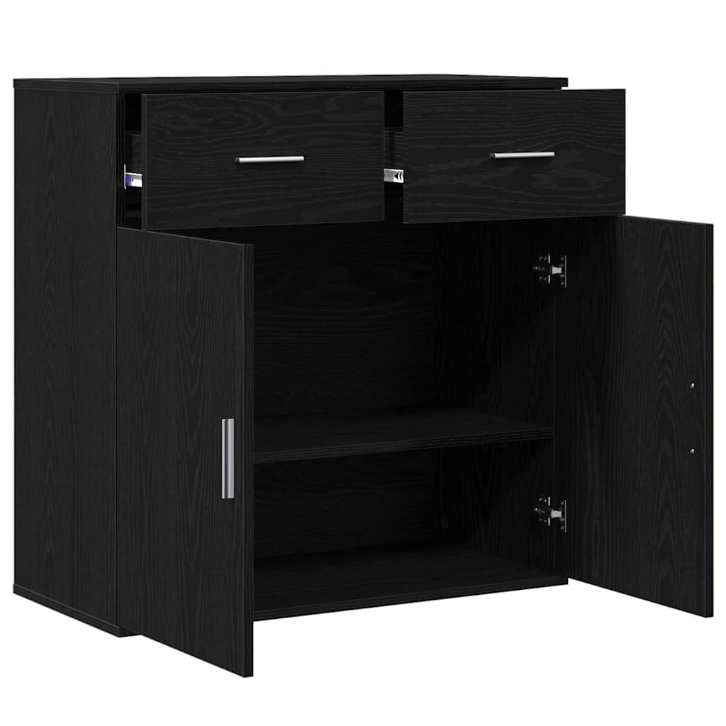 vidaXL Sideboard with Drawer Black Oak 78 x 38 x 80 cm Engineered Wood