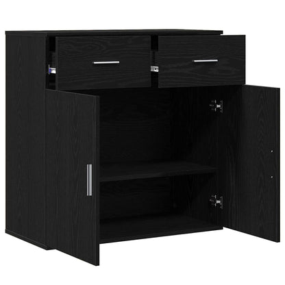 vidaXL Sideboard with Drawer Black Oak 78 x 38 x 80 cm Engineered Wood