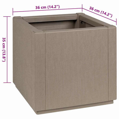 vidaXL Garden Flower Box Light Brown 36 x 36 x 35 cm PP