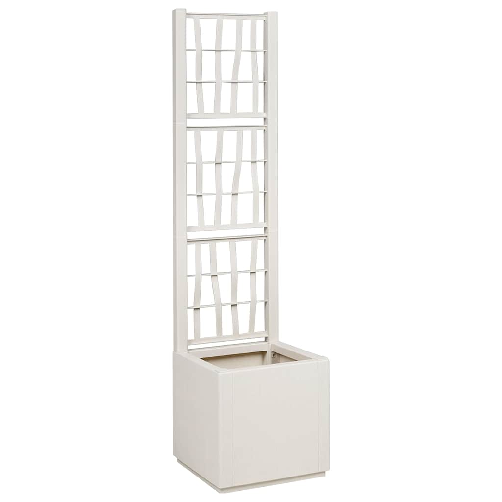 vidaXL Garden Planter with Trellis White 36 x 36 x 140 cm PP