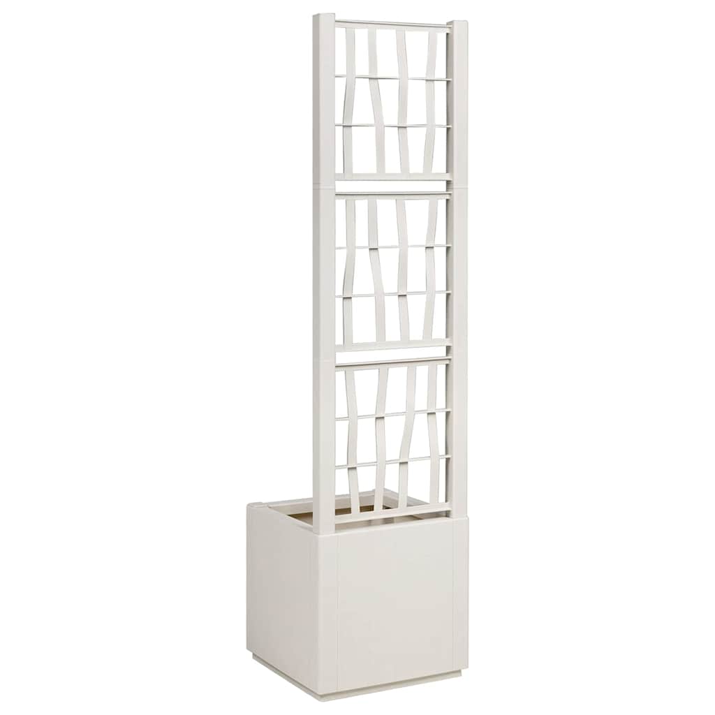 vidaXL Garden Planter with Trellis White 36 x 36 x 140 cm PP