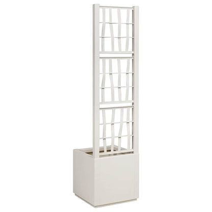 vidaXL Garden Planter with Trellis White 36 x 36 x 140 cm PP