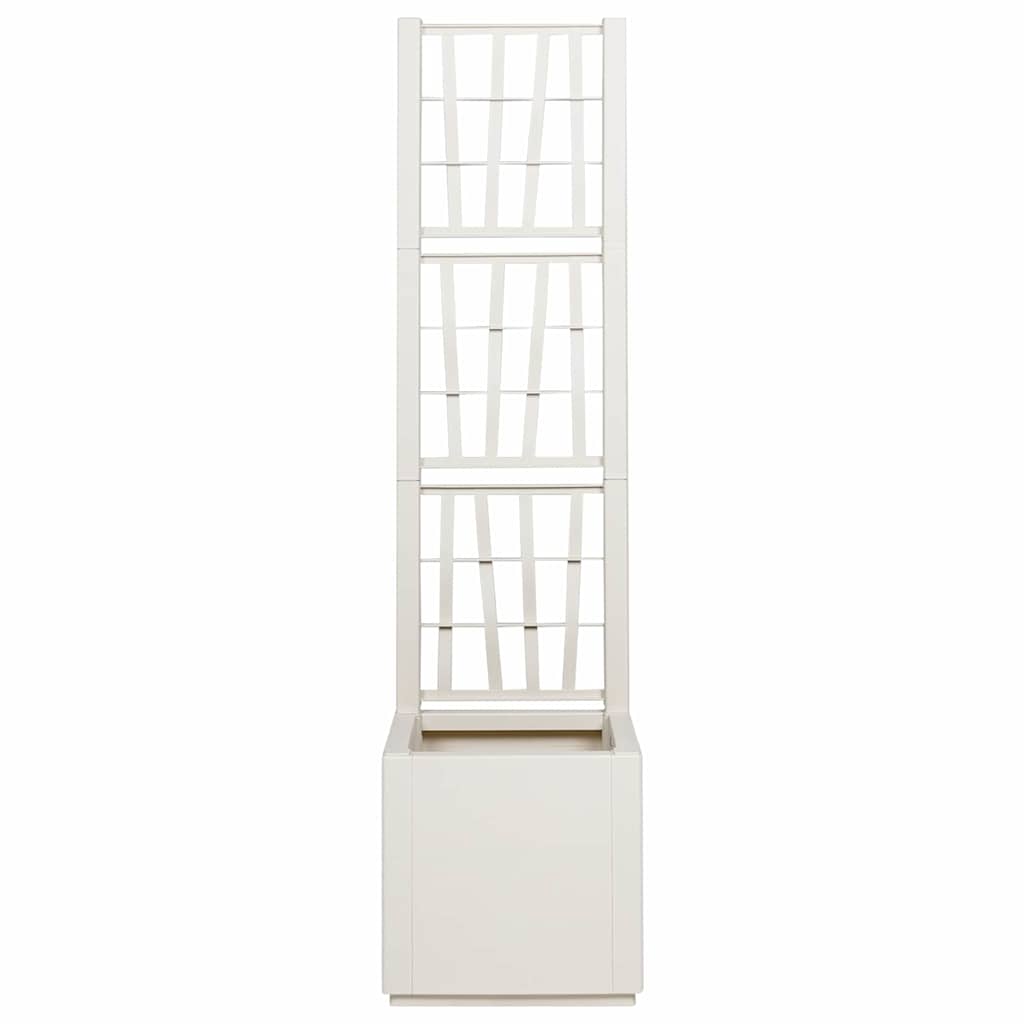 vidaXL Garden Planter with Trellis White 36 x 36 x 140 cm PP