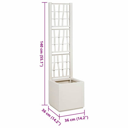 vidaXL Garden Planter with Trellis White 36 x 36 x 140 cm PP