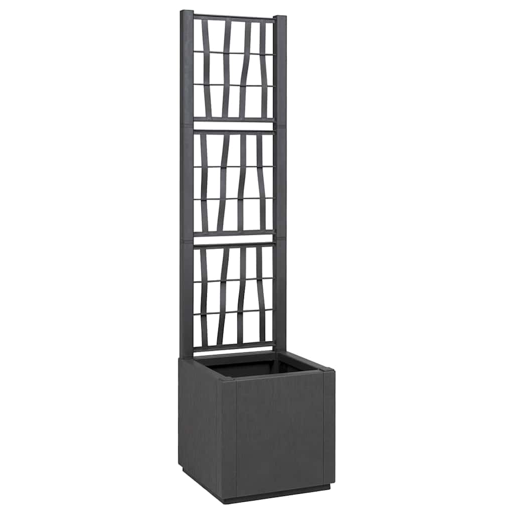 vidaXL Garden Planter with Trellis Dark Grey 36 x 36 x 140 cm PP