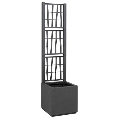 vidaXL Garden Planter with Trellis Dark Grey 36 x 36 x 140 cm PP
