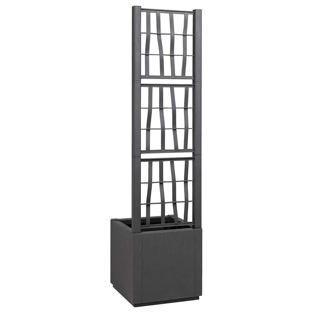 vidaXL Garden Planter with Trellis Dark Grey 36 x 36 x 140 cm PP