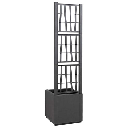 vidaXL Garden Planter with Trellis Dark Grey 36 x 36 x 140 cm PP