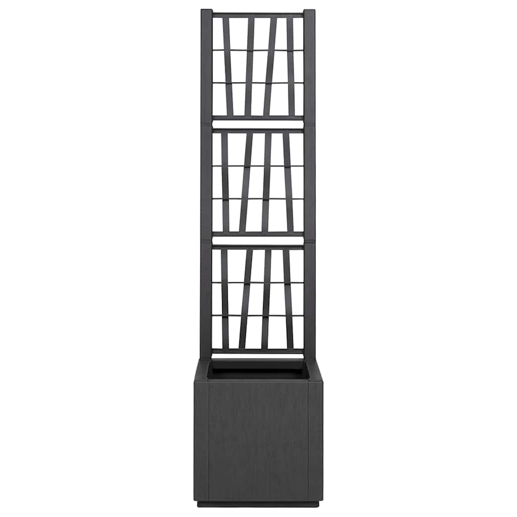 vidaXL Garden Planter with Trellis Dark Grey 36 x 36 x 140 cm PP