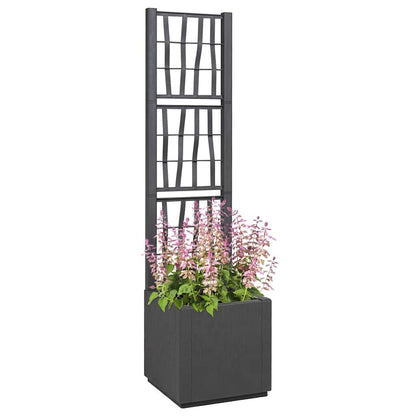 vidaXL Garden Planter with Trellis Dark Grey 36 x 36 x 140 cm PP