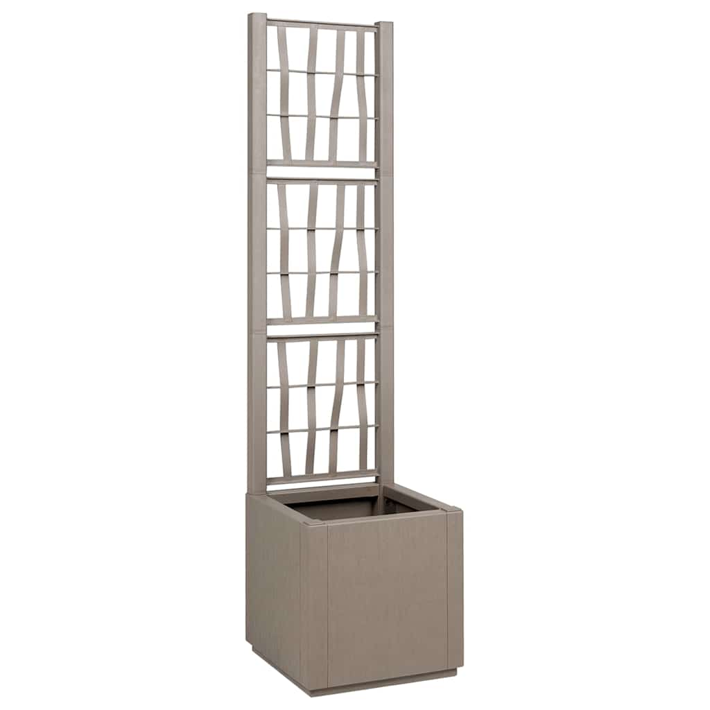 vidaXL Garden Planter with Trellis Light Brown 36 x 36 x 140 cm PP