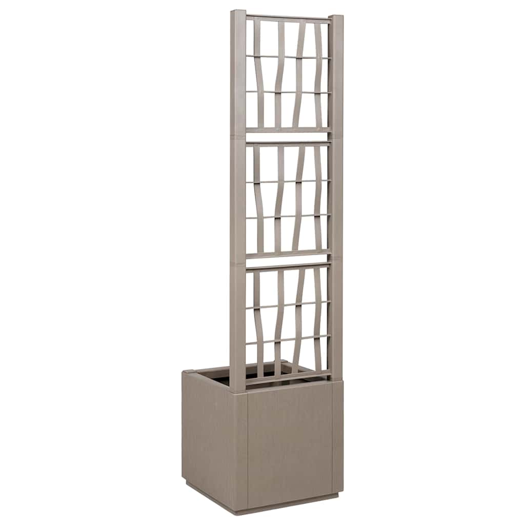 vidaXL Garden Planter with Trellis Light Brown 36 x 36 x 140 cm PP