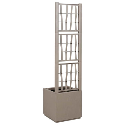 vidaXL Garden Planter with Trellis Light Brown 36 x 36 x 140 cm PP