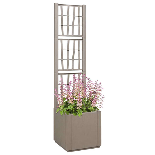 vidaXL Garden Planter with Trellis Light Brown 36 x 36 x 140 cm PP