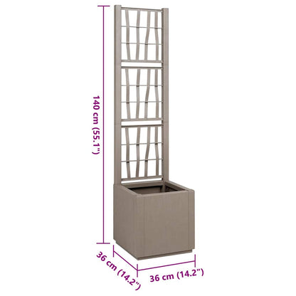 vidaXL Garden Planter with Trellis Light Brown 36 x 36 x 140 cm PP