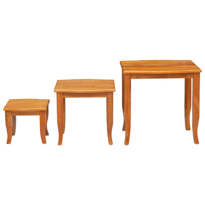 vidaXL Nesting Side Tables 3 pcs Natural Solid Mahogany Wood